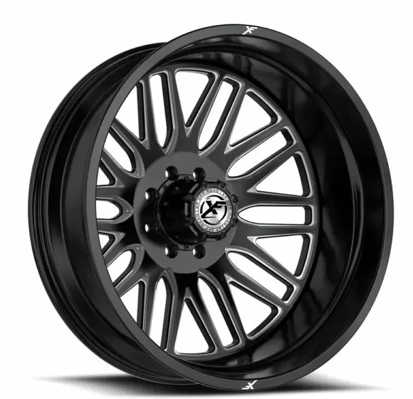 XF Off-Road XF-240 Dually Outer Stock/Leveled 24x8.25 8x165.1 -215 Cb 121.3 Gloss Black & Milled