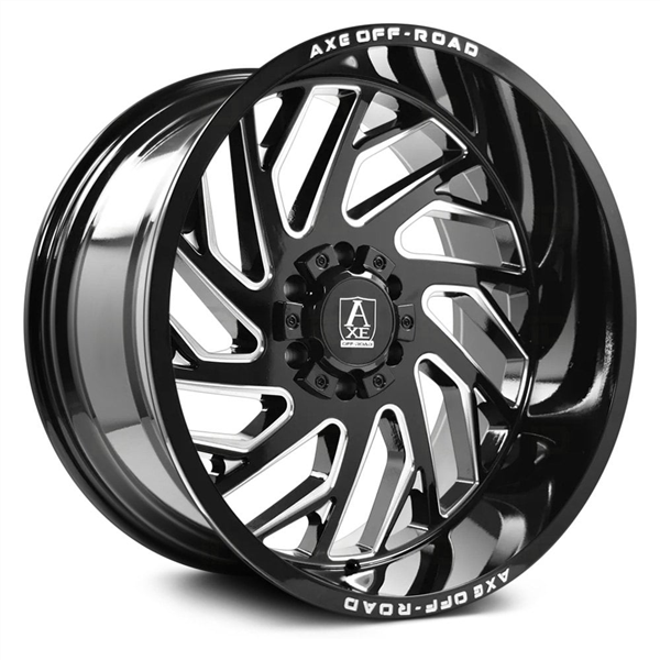 AXE ZEUS 22X12 5X127 5X139.7 CB 87.1 GLOSS BLACK MILLED ACCENTS