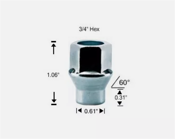 LUG 14X1.50MM CENTRIC BULGE OPEN 3/4" HEX