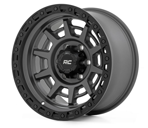 Rough Country 85 Series Wheel | Simulated Beadlock | Gunmetal Gray/Black | 17x9 | 8x170 | -12