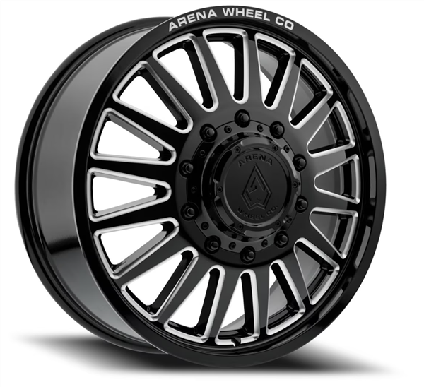ARENA A110 RIVAL DUALY FRONT 20X8.25 10X225 105MM GLOSS BLACK AND MILLED