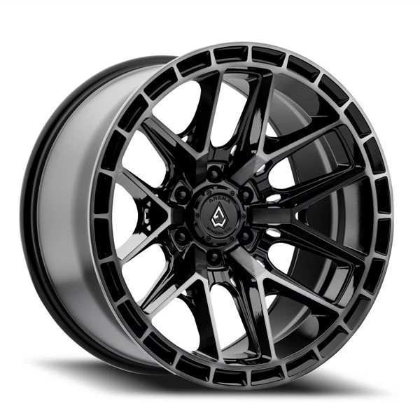 A114 BATTLE 20X10 6X139.7 -18MM GLOSSY BLACK MACHINED DDT FACE AND LIP