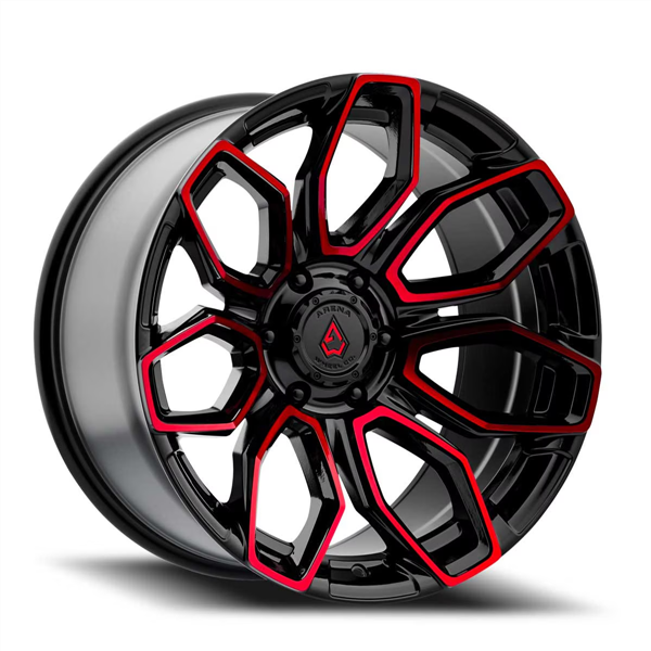ARENA A116 COBRA 20X10 6X135 -18MM GLOSSY BLACK MACHINE RED TINT