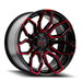 ARENA A116 COBRA 20X10 6X135 -18MM GLOSSY BLACK MACHINE RED TINT