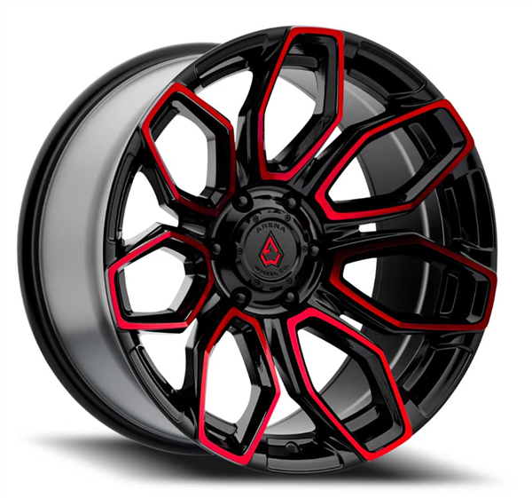 ARENA A116 COBRA 20X9 5X127 0MM GLOSSY BLACK MACHINE RED TINT