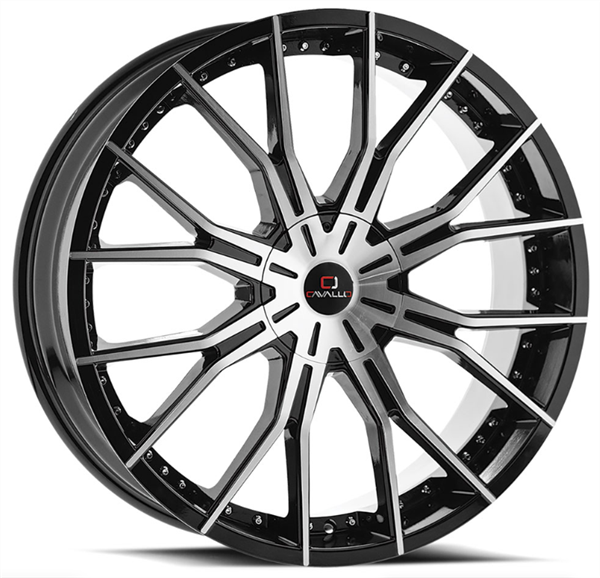 Cavallo CLV-36 24x9.0 5x115 5x120 +34 Cb 78.1 Gloss Black & Machined