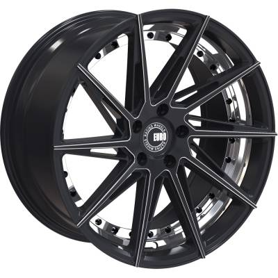 EURORA RACING ERW002 20X8.5 5X114.3 +3573.1 GLOSS BLACK + MILLING SPOKES + INNER CUT + BLACK RIVETS