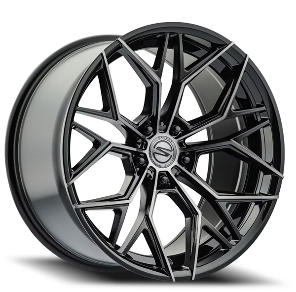 SELECT S105 SYNDICATE 20x10.5 SYNDICATE 5x112 38 7.27 66.53 GLOSSY BLACK MACHINED DDT FACE AND LIP