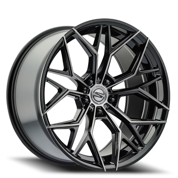 SELECT S105 SYNDICATE 20x9 SYNDICATE 5x114.3 38 CB72.69 GLOSSY BLACK MACHINED DDT FACE AND LIP