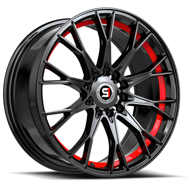 Spec-1 SP-59 17x7.5 4x100 4x114.3 +42 Cb 73.1 Gloss Black & Red Undercut