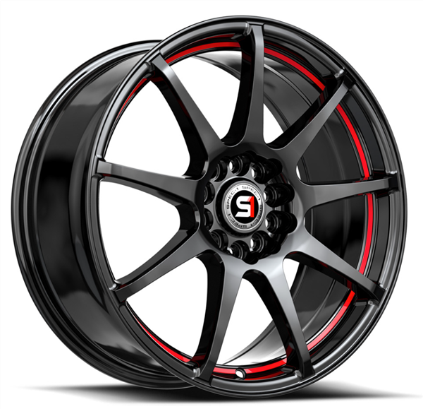 Spec-1 SP-67 17x7.0 5x105 5x114.3 +42 Cb 73.1 Gloss Black & Red Line