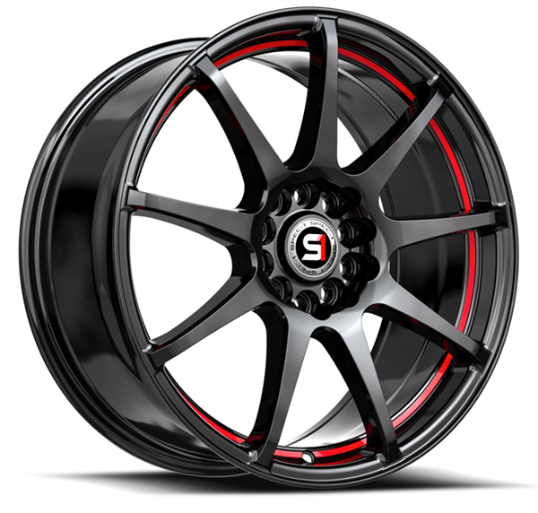 Spec-1 SP-67 17x7.0 4x100 4x114.3 +42 Cb 73.1 Gloss Black & Red Line