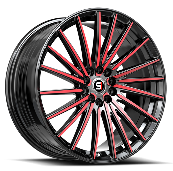 Spec-1 SP-68 17x7.5 4x100 4x114.3 +42 Cb 73.1 Gloss Black & Red Machined