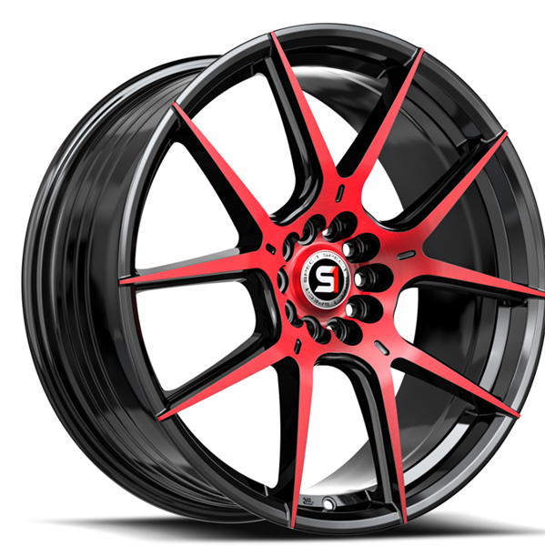 Spec-1 SP-71 18x8.0 5x114.3 5x120 +38 Cb 73.1 Gloss Black & Red Machined