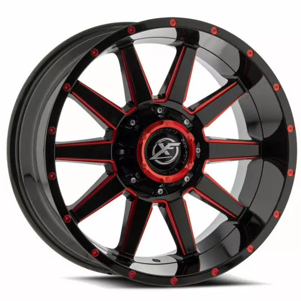 XF Off-Road XF-219 18x9 5x127 5x139.7 +0 Cb 78.1 Gloss Black & Red Milled