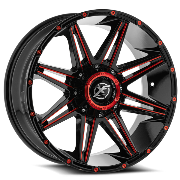 XF Off-Road XF-220 20X10 8X165.1 8X170 -12 Cb 125.2 Gloss Black & Red Milled