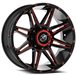 XF Off-Road XF-220 22x12 6x135 6x139.7 -44 Cb 106.4 Gloss Black & Red Milled