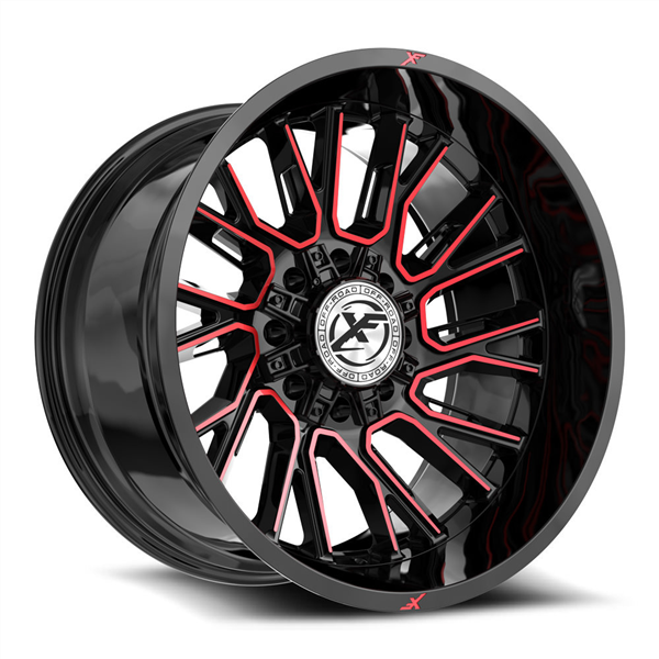 XF Off-Road XF-230 20x10 8x165.1 8x170 -12 Cb 125.2 Gloss Black & Red Machined